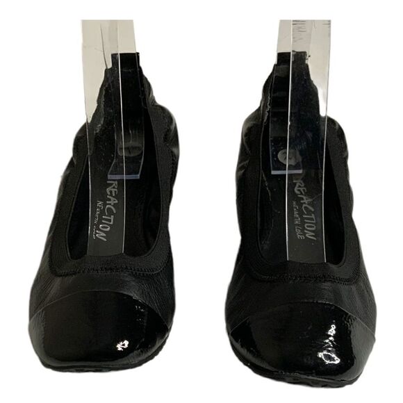 KENNETH COLE REACTION ‘Blink Wink’ Black Natural and Patent Leather Ballet Flats - Picture 3 of 11